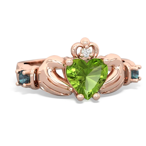 Peridot Genuine Peridot with Lab Created Alexandrite and Genuine Fire Opal Claddagh ring Ring