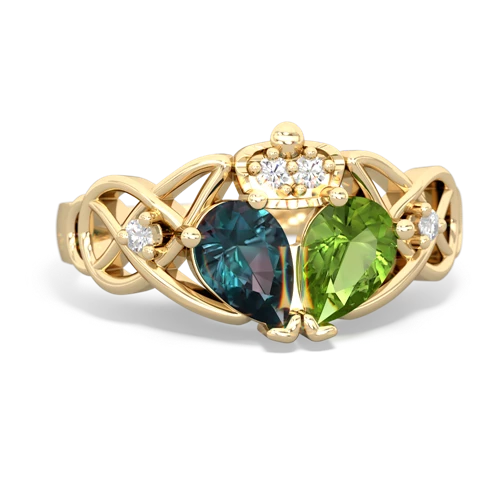 peridot-alexandrite claddagh ring