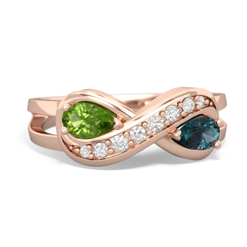 peridot-alexandrite diamond infinity ring