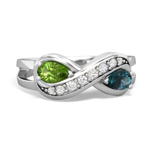 peridot-alexandrite diamond infinity ring