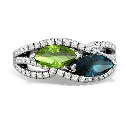 peridot-alexandrite double heart ring