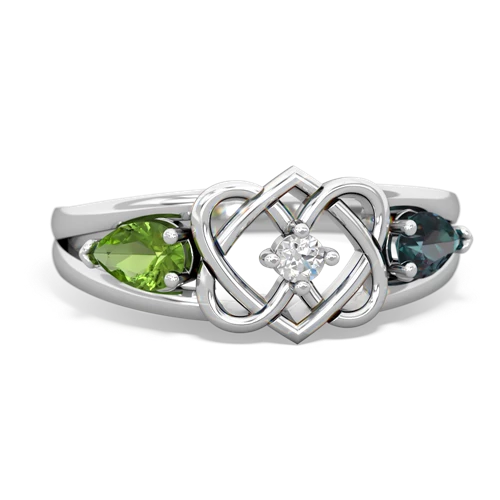 peridot-alexandrite double heart ring