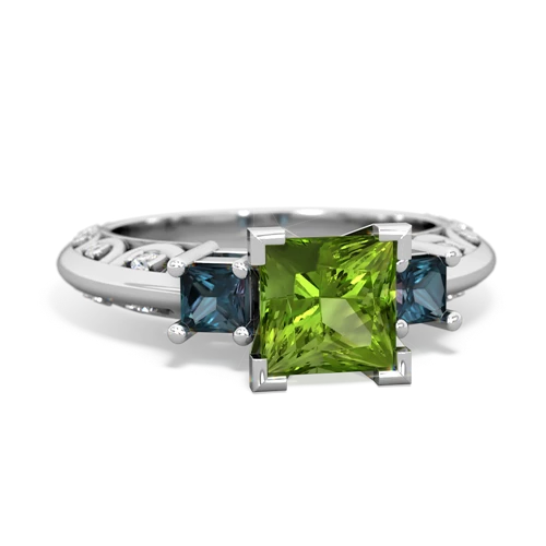 Peridot Genuine Peridot with Lab Created Alexandrite and Genuine Aquamarine Art Deco ring Ring