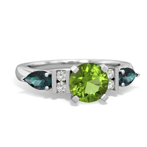Peridot Genuine Peridot with Lab Created Alexandrite and  Engagement ring Ring