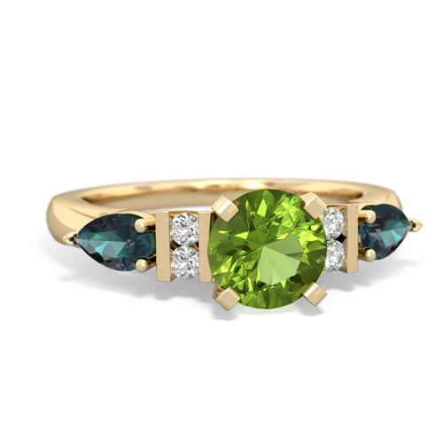 Peridot Genuine Peridot with Lab Created Alexandrite and Genuine Fire Opal Engagement ring Ring
