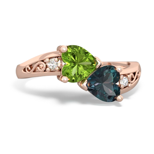 peridot-alexandrite filligree ring