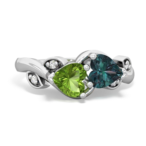 Peridot Genuine Peridot with Lab Created Alexandrite Floral Elegance ring Ring