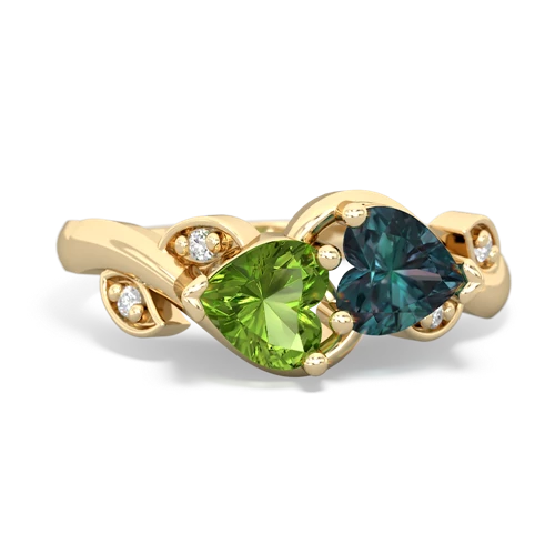 peridot-alexandrite floral keepsake ring