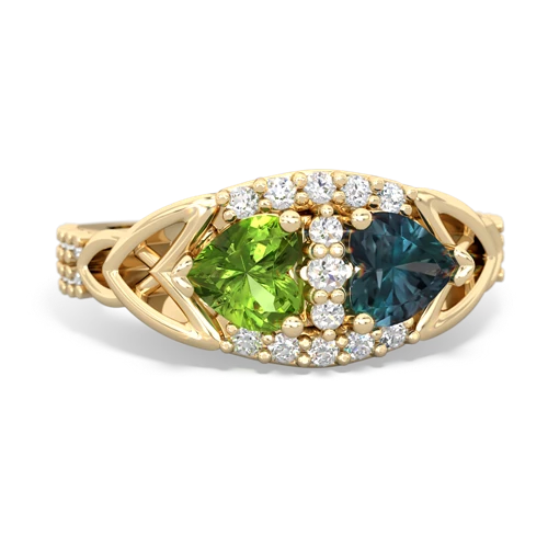 Peridot Genuine Peridot with Lab Created Alexandrite Celtic Knot Engagement ring Ring