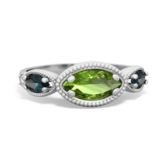 peridot-alexandrite milgrain marquise ring