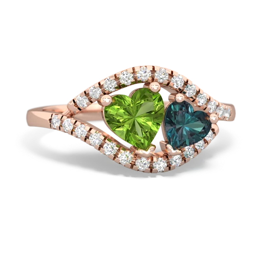 peridot-alexandrite mother child ring