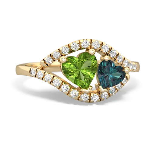 peridot-alexandrite mother child ring