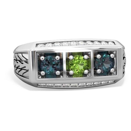 peridot-alexandrite three stone ring