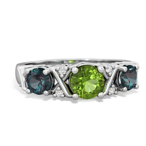 Peridot Genuine Peridot with Lab Created Alexandrite and  Hugs and Kisses ring Ring