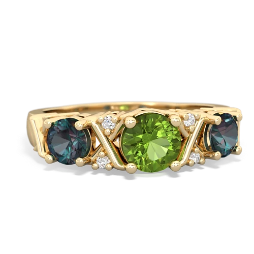 Peridot Genuine Peridot with Lab Created Alexandrite and Genuine Citrine Hugs and Kisses ring Ring