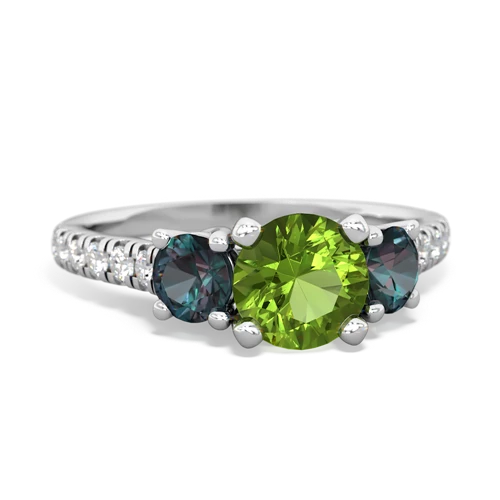 Peridot Genuine Peridot with Lab Created Alexandrite and Genuine Fire Opal Pave Trellis ring Ring