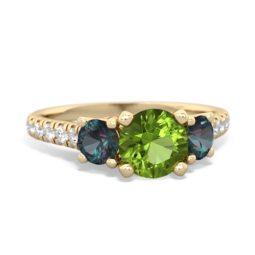 Peridot Genuine Peridot with Lab Created Alexandrite and  Pave Trellis ring Ring