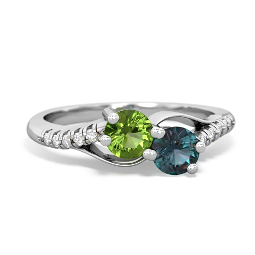 peridot-alexandrite two stone infinity ring