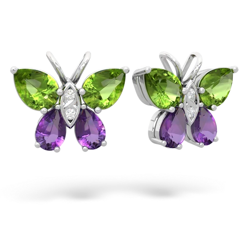 peridot-amethyst butterfly earrings