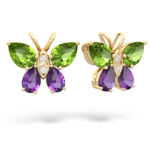 peridot-amethyst butterfly earrings