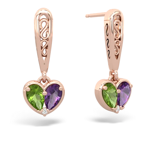 peridot-amethyst filligree earrings