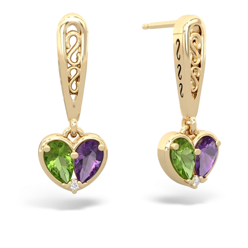 peridot-amethyst filligree earrings