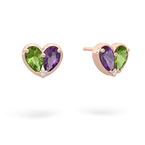 peridot-amethyst one heart earrings