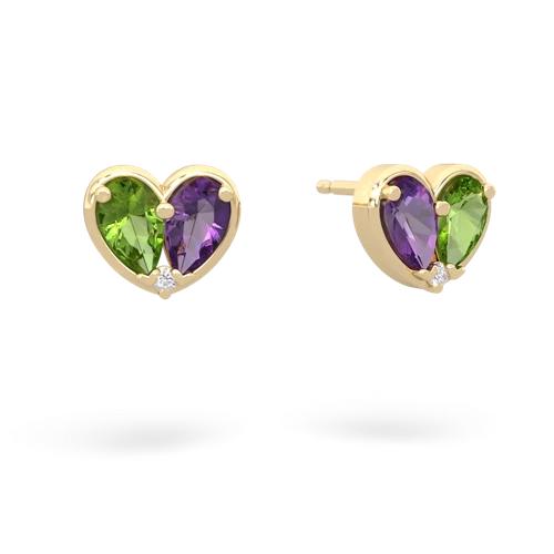 peridot-amethyst one heart earrings