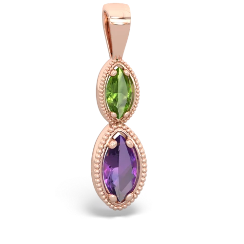 Peridot Genuine Peridot with Genuine Amethyst Antique-style Halo pendant Pendant