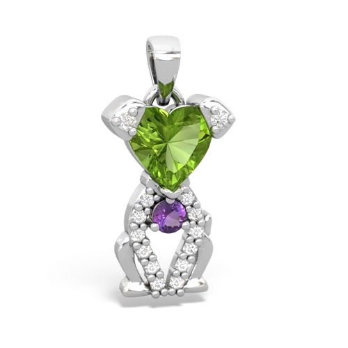 peridot-amethyst birthstone puppy pendant