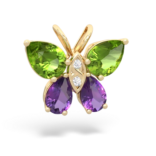 peridot-amethyst butterfly pendant