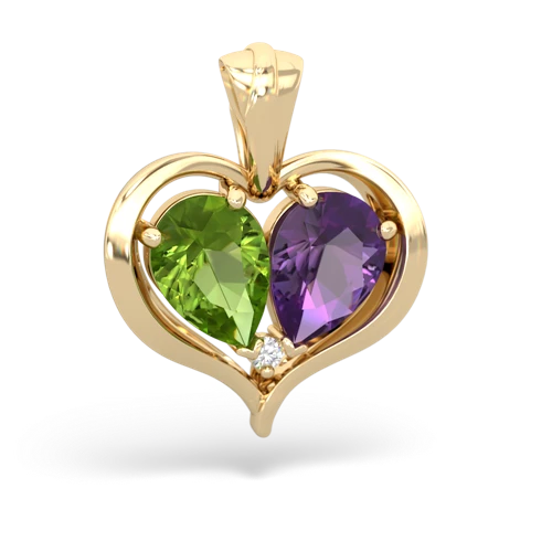 peridot-amethyst half heart whole pendant