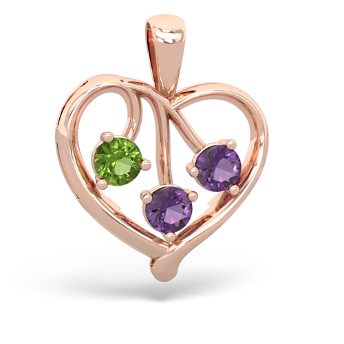peridot-amethyst love heart pendant