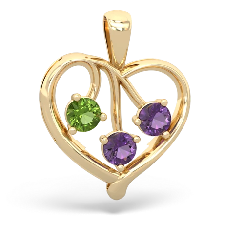 peridot-amethyst love heart pendant