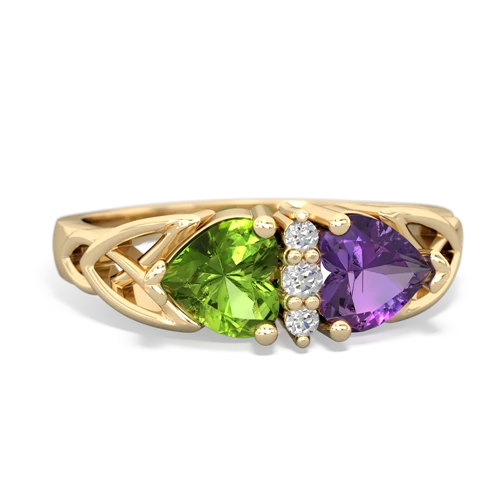 Peridot Genuine Peridot with Genuine Amethyst Celtic Trinity Knot ring Ring