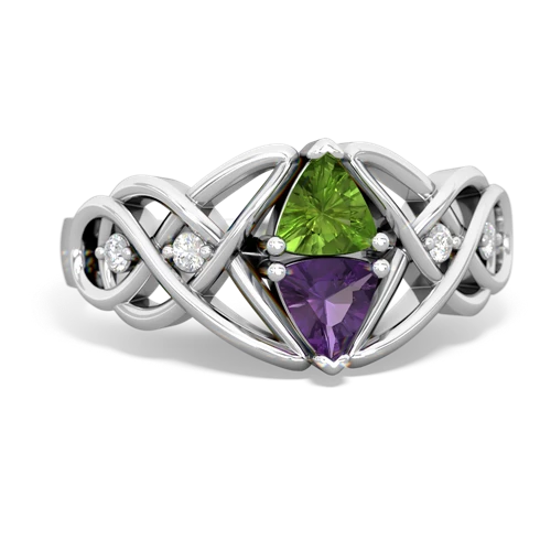 peridot-amethyst celtic knot ring