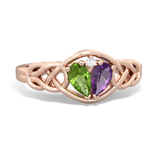 peridot-amethyst celtic knot ring