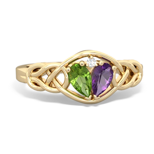 peridot-amethyst celtic knot ring