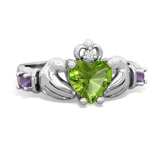 Peridot Genuine Peridot with Genuine Amethyst and  Claddagh ring Ring
