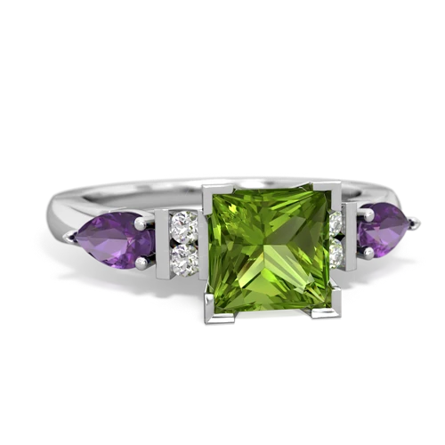 Peridot Genuine Peridot with Genuine Amethyst and  Engagement ring Ring