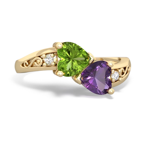 peridot-amethyst filligree ring