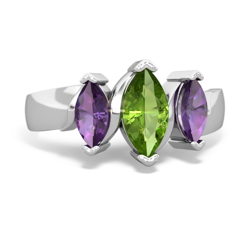 Peridot Genuine Peridot with Genuine Amethyst and  Three Peeks ring Ring