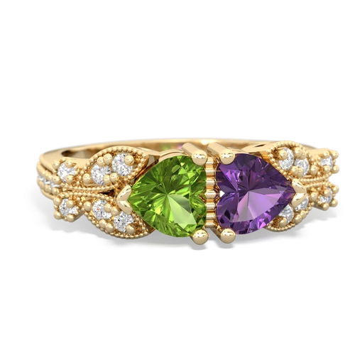 Peridot Genuine Peridot with Genuine Amethyst Diamond Butterflies ring Ring