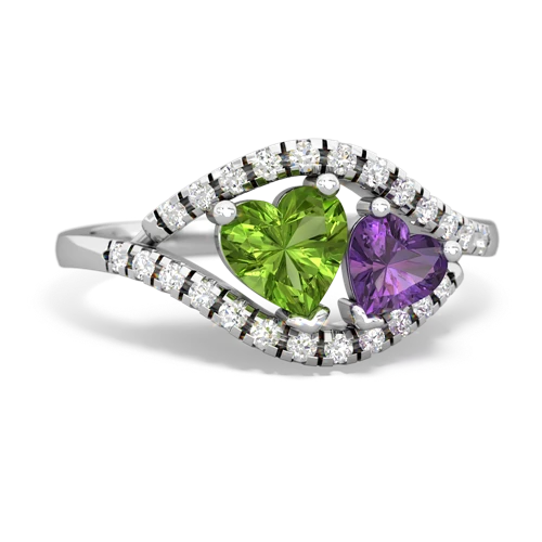 Peridot Genuine Peridot with Genuine Amethyst Mother and Child ring Ring