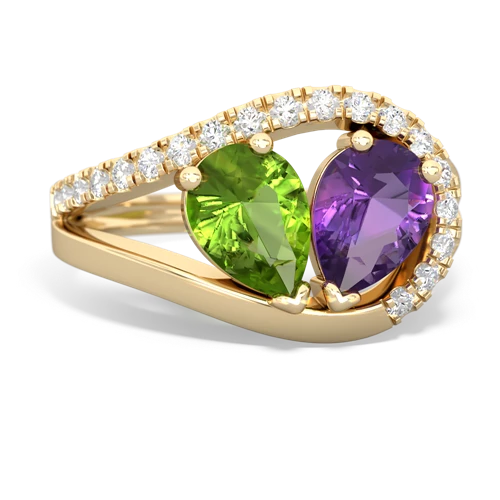 peridot-amethyst pave heart ring