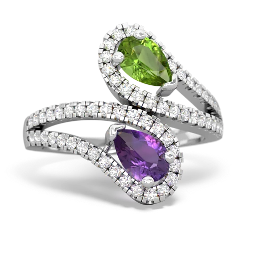 peridot-amethyst pave swirls ring