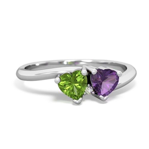 Peridot Genuine Peridot with Genuine Amethyst Sweetheart's Promise ring Ring