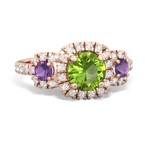 peridot-amethyst three stone regal ring