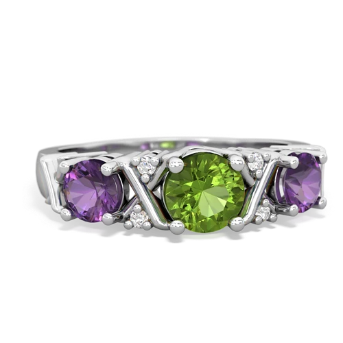 Peridot Genuine Peridot with Genuine Amethyst and  Hugs and Kisses ring Ring