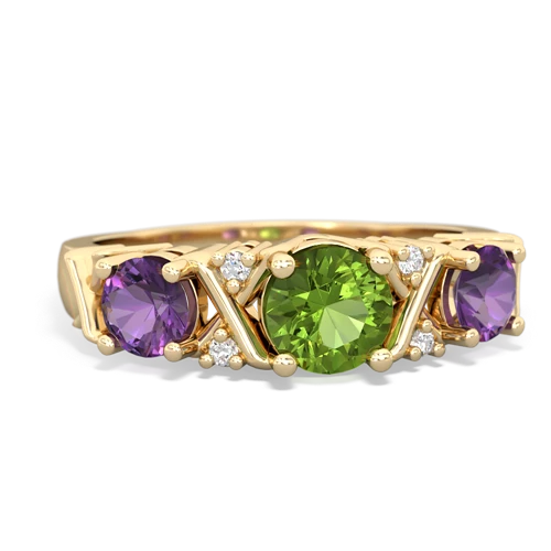 Peridot Genuine Peridot with Genuine Amethyst and Genuine London Blue Topaz Hugs and Kisses ring Ring